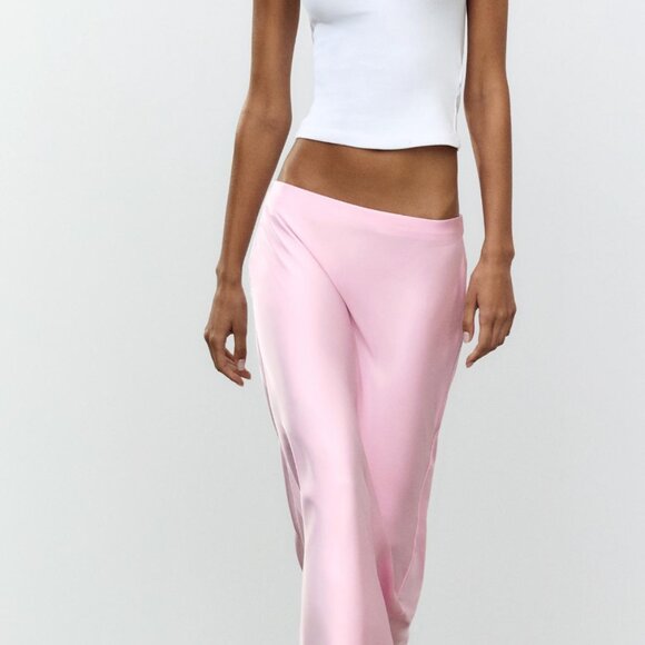 ZARA SATIN MIDI SKIRT - Picture 1 of 4